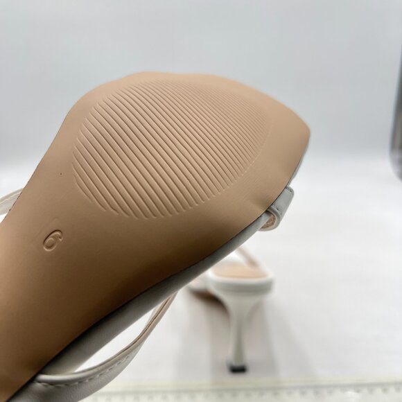 YDN White Square Open Toe Sandal Slides High Heel Slip on Flip Flops Slippers - Picture 6 of 8